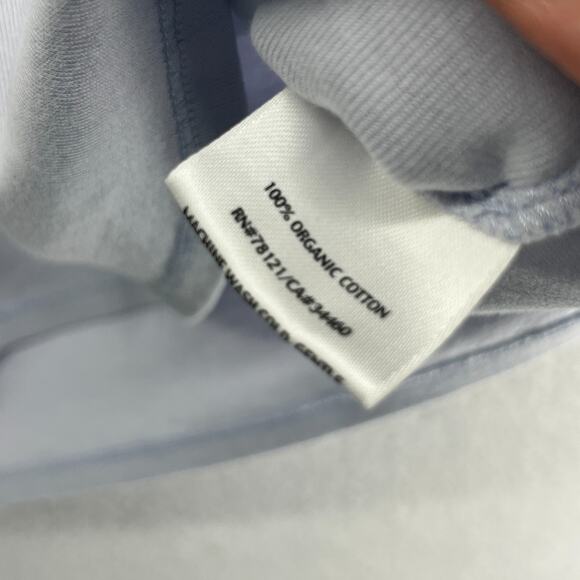 EILEEN FISHER Top L Organic Cotton Ribbed Jersey V-Neck Elbow Sleeve Light Blue - Picture 10 of 13